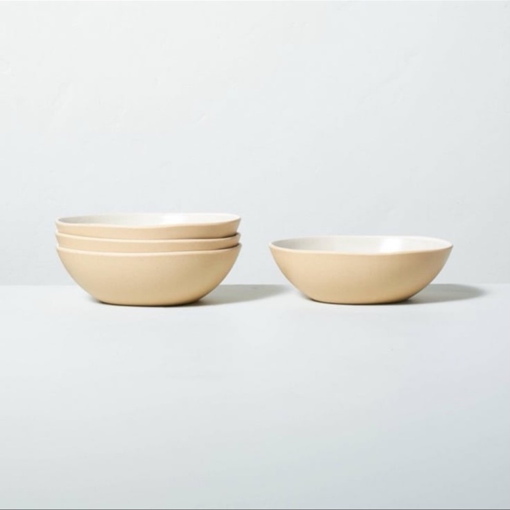 4pk 9" Tonal Bamboo-Melamine 23 oz Bowls Natural/Cream - Hearth & Hand Magnolia
